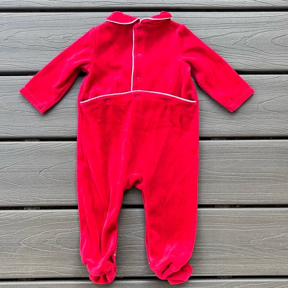Janie & Jack Holiday First Christmas Red Velour Footed Romper - Picture 4 of 6